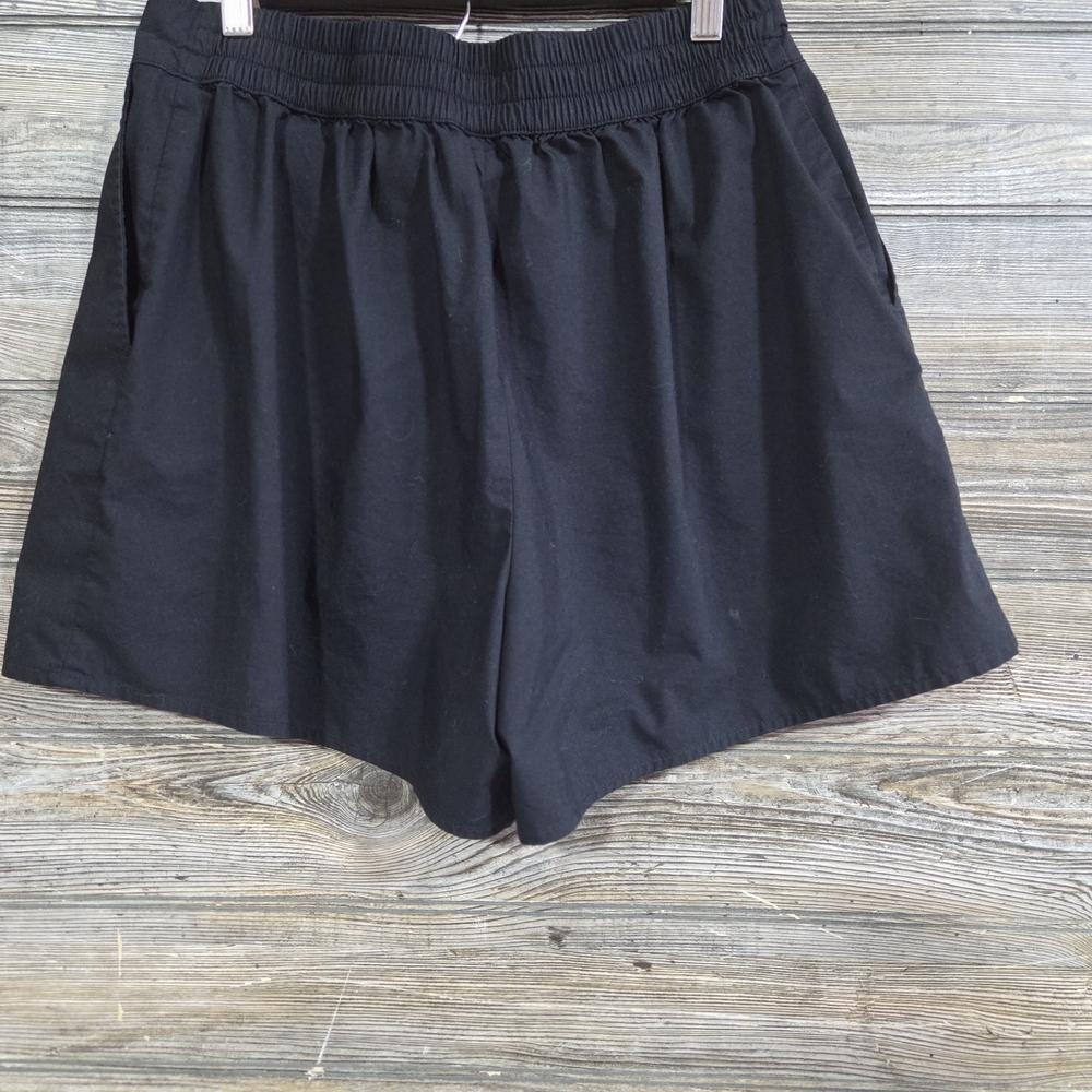 Express Black Easy Pull On High Rise Shorts Women's Medium Flat Front A-Line - Picture 3 of 4